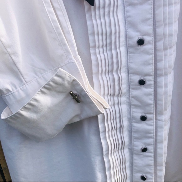 Portmans White Shirt w/ Black Details, Tie, French Cuffs & Cuff Links 12 - Picture 11 of 13
